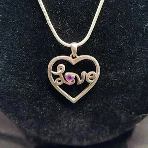 Love Sterling Silver and Amethyst Necklace